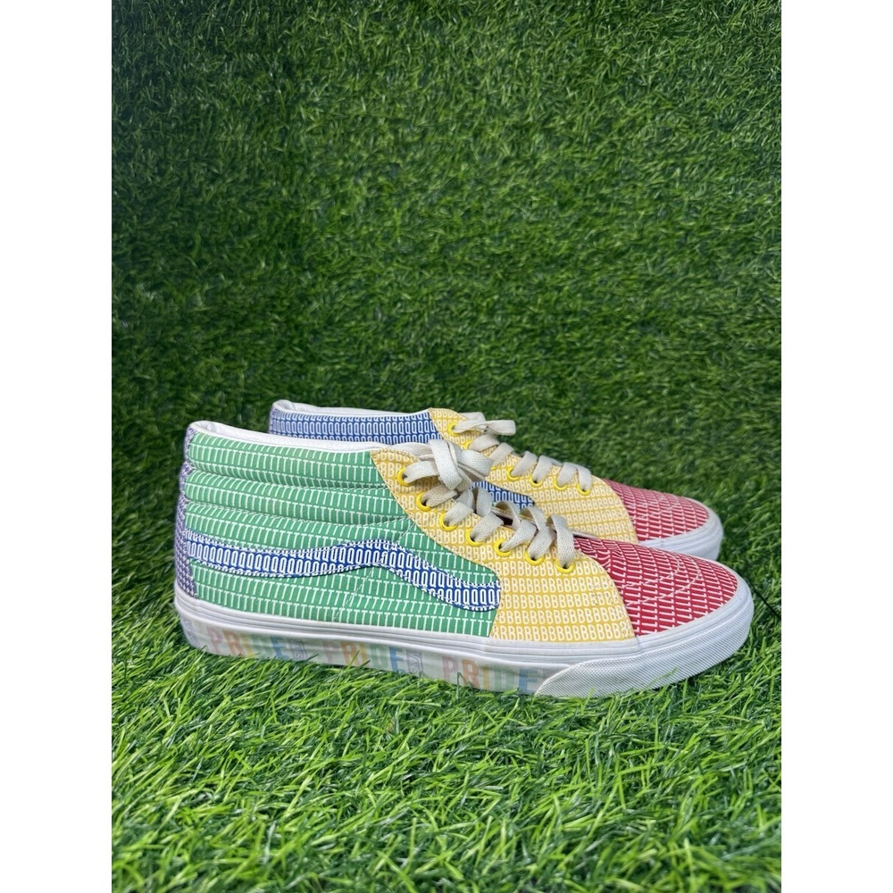 Vans Mens Size 13 Sk8-Mid True White Multicolor Pride Casual Shoes Sneakers